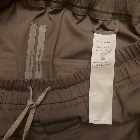Rick Owens Taupe Drawstring Cropped Trousers Size 32 - Picture 7 of 7